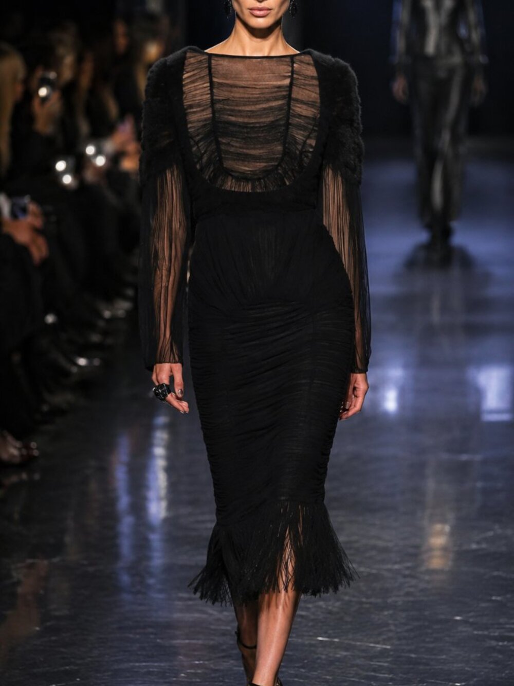 Tom Ford Black Sheer Runway Dress 42 Vampire Goth Silk 6 or 8